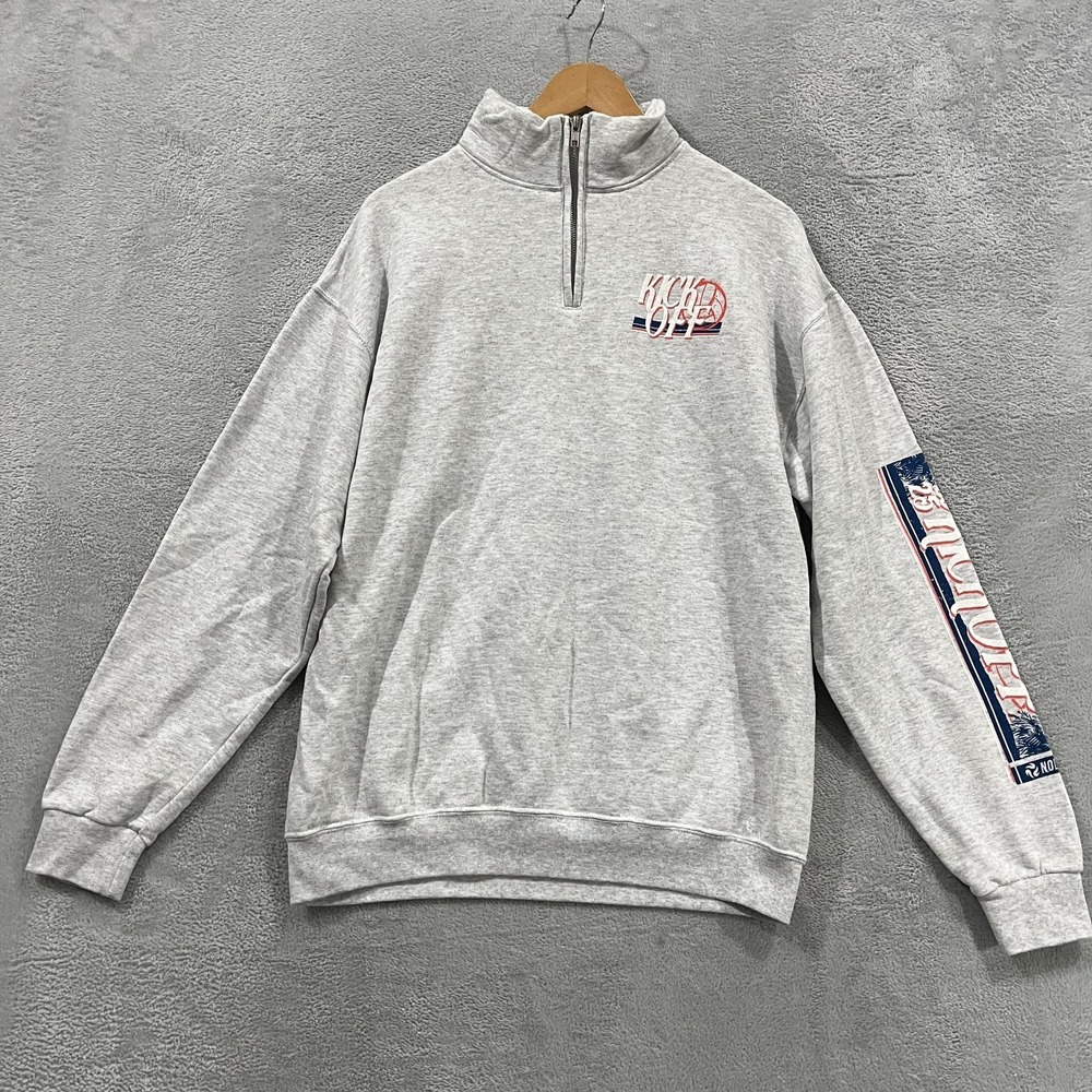 Jerzees Nublend Sweatshirt Mens L Heather Gray Fleece Quarter Zip Kick Off 2025‎